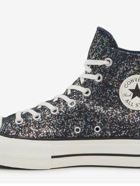 Converse Kids' Glitter High Top Sneakers - Black with Multicolor Sparkle